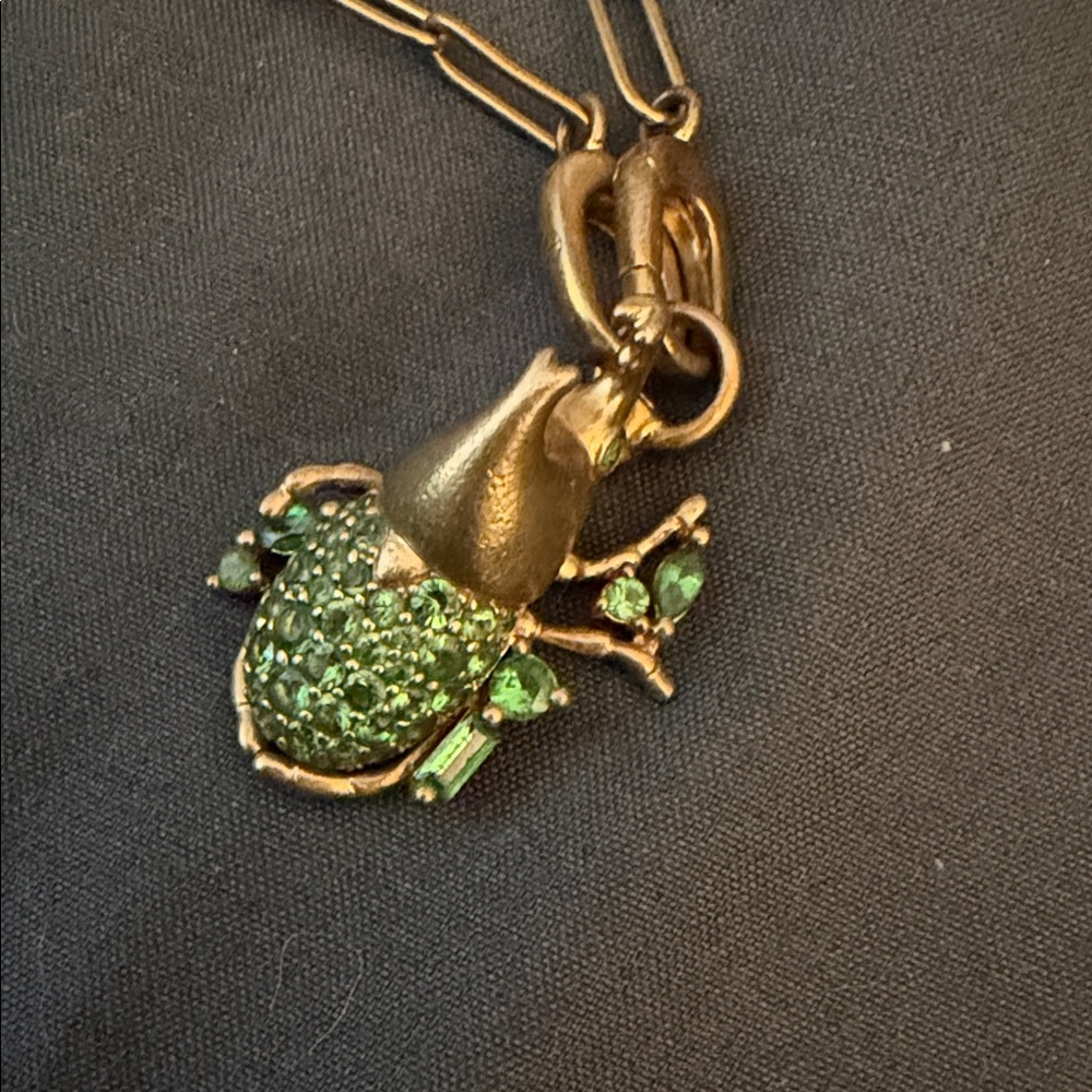 Elegant Green Beetle Pendant Necklace